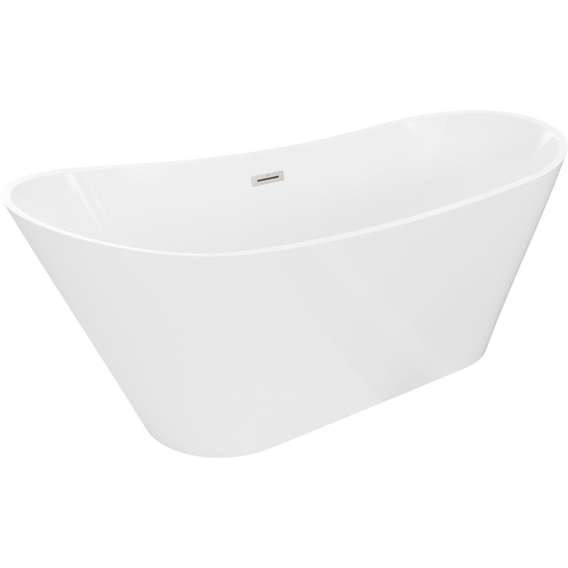 Mexen Dora baignoire autoportante 150 x 75 cm, blanc, trop-plein nickel brossé - 52071507500-97