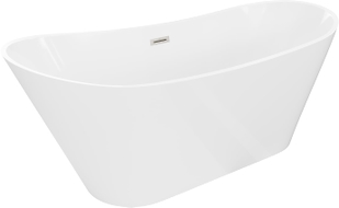 Mexen Dora baignoire autoportante 150 x 75 cm, blanche, trop-plein en nickel brossé - 52071507500-97