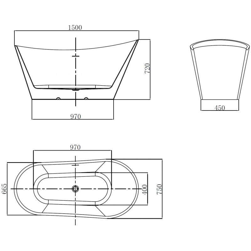 Mexen Dora baignoire autoportante 150 x 75 cm, blanche/noire, trop-plein blanc - 52071507575-20