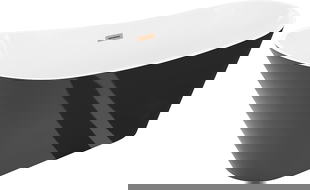 Mexen Dora baignoire autoportante 150 x 75 cm, blanche/noire, trop-plein cuivre brossé - 52071507575-65