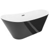 Mexen Dora baignoire autoportante 150 x 75 cm, blanc/noir, trop-plein gun gray brossé - 52071507575-66
