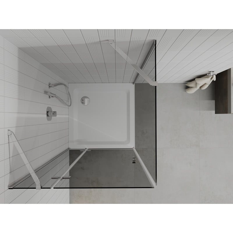 Mexen Roma cabine de douche pivotante 90 x 90 cm, graphite, chrome + receveur Flat, blanc - 854-090-090-01-40-4010