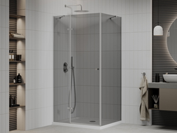 Mexen Roma cabine de douche pivotante 90 x 100 cm, graphite, chrome + receveur plat, blanc - 854-090-100-01-40-4010
