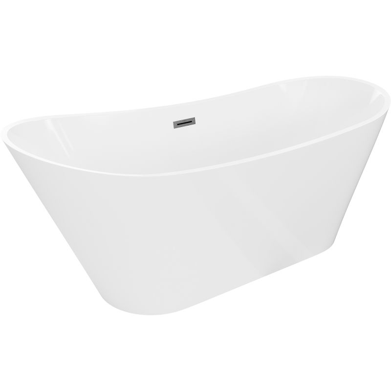 Mexen Dora baignoire autoportante 160 x 75 cm, blanche, trop-plein gun gray brossé - 52071607500-66