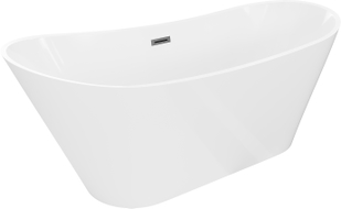 Mexen Dora baignoire autoportante 160 x 75 cm, blanche, trop-plein gris fusil brossé - 52071607500-66