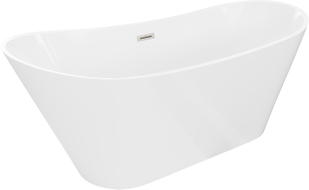Mexen Dora baignoire autoportante 160 x 75 cm, blanche, trop-plein en nickel brossé - 52071607500-97