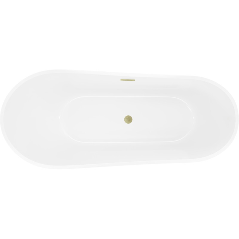 Mexen Dora baignoire autoportante 160 x 75 cm, blanche/noire, trop-plein or brossé - 52071607575-55