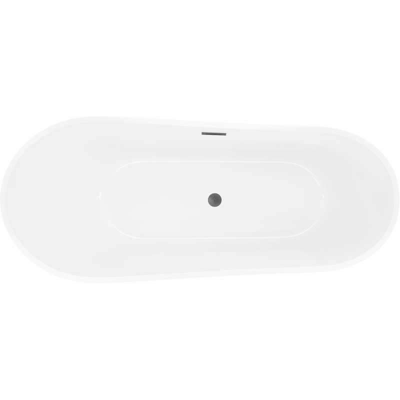 Mexen Dora baignoire autoportante 160 x 75 cm, blanc/noir, trop-plein gris canon brossé - 52071607575-66