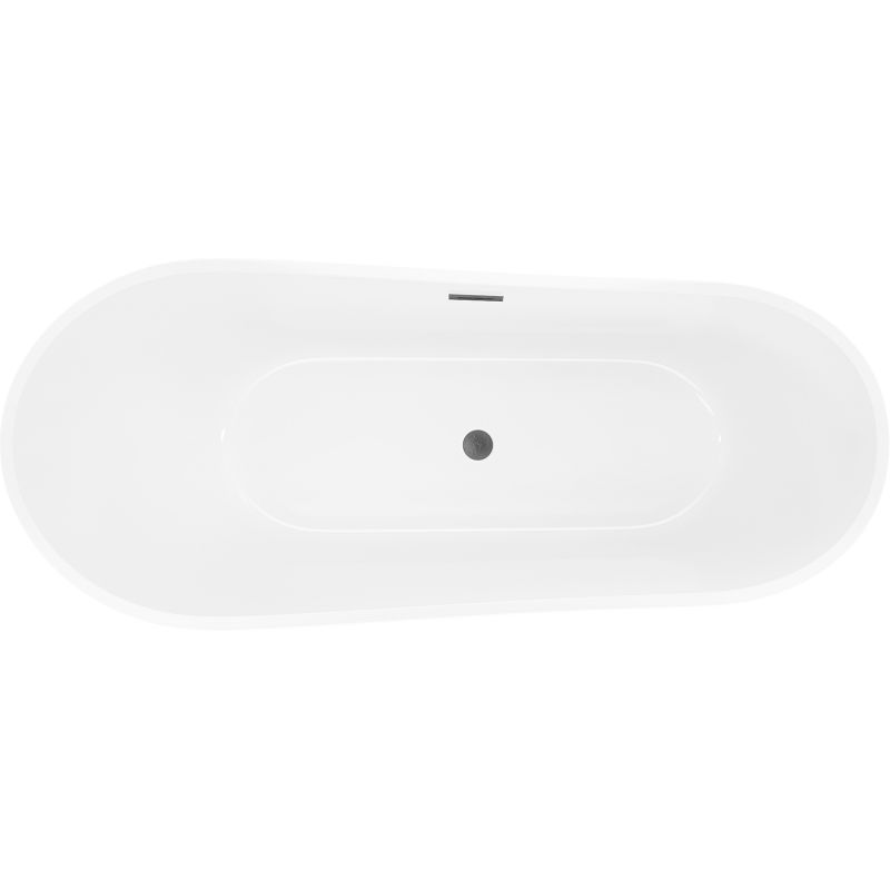 Mexen Dora baignoire autoportante 160 x 75 cm, blanc/noir, trop-plein gun gray brossé - 52071607575-66