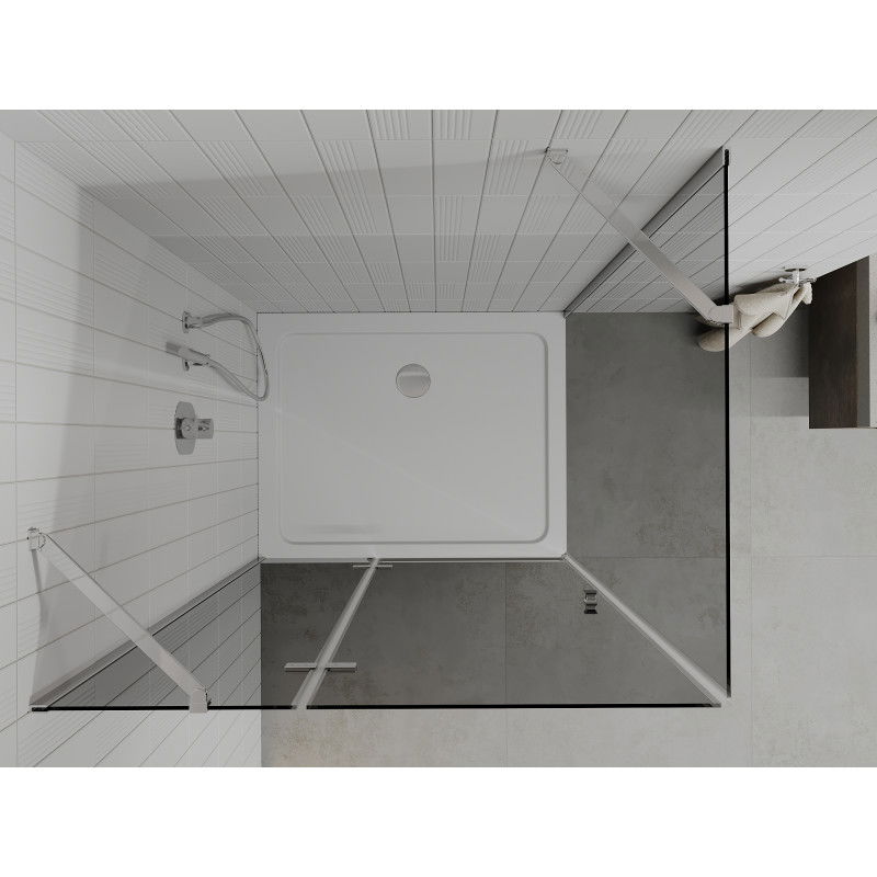 Mexen Roma cabine de douche pivotante 90 x 120 cm, graphite, chrome + receveur Flat, blanc - 854-090-120-01-40-4010
