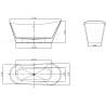 Mexen Dora baignoire autoportante 170 x 75 cm, blanc, trop-plein cuivre brossé - 52071707500-65
