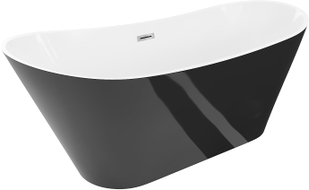 Mexen Dora baignoire autoportante 170 x 75 cm, blanche/noire, trop-plein chromé - 52071707575-01