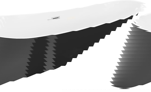 Mexen Dora baignoire autoportante 170 x 75 cm, blanc/noir, trop-plein nickel brossé - 52071707575-97