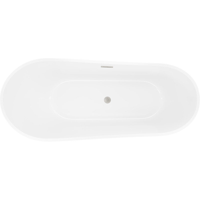 Mexen Dora baignoire autoportante 170 x 75 cm, blanche/noire, trop-plein nickel brossé - 52071707575-97