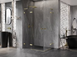 Mexen Lunar L Duo cabine de douche pivotante 100 x 70 cm, transparent, or brossé - 834L-100L-070P-55-00