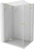 Mexen Lunar L Duo cabine de douche battante gauche 100 x 75 cm, transparent, or brossé - 834L-100L-075P-55-00