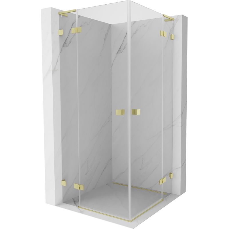 Cabine de douche battante Mexen Lunar L Duo 100 x 100 cm, transparent, or brossé - 834L-100L-100P-55-00
