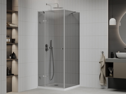 Mexen Roma cabine de douche pivotante 100 x 100 cm, graphite, chrome + receveur Flat, blanc - 854-100-100-01-40-4010