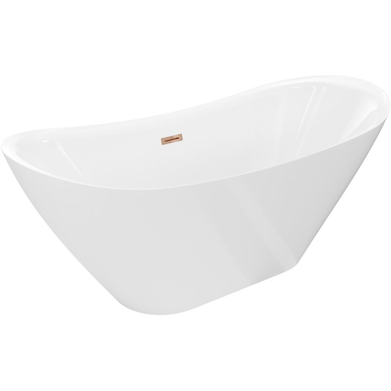 Mexen Lotos baignoire autoportante 140 x 75 cm, blanche, trop-plein or rose - 52051407700-60