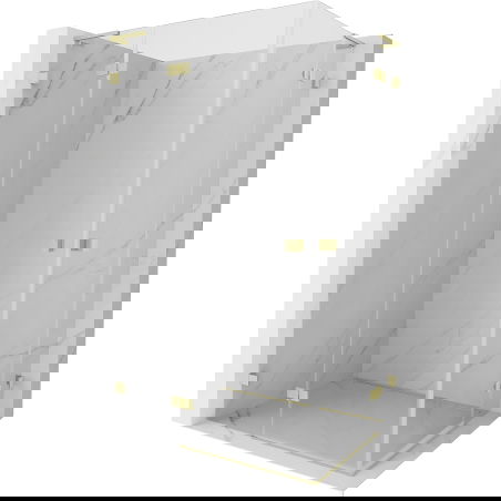 Mexen Lunar L Duo cabine de douche pivotante gauche 110 x 75 cm, transparent, or brossé - 834L-110L-075P-55-00