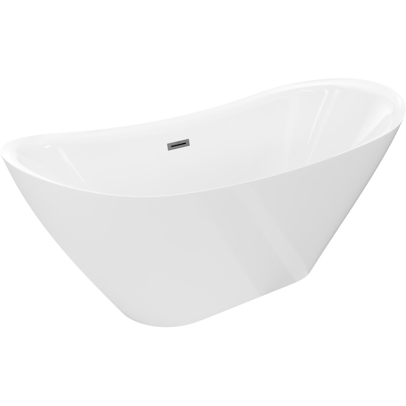 Mexen Lotos baignoire autoportante 150 x 75 cm, blanche, trop-plein gris canon brossé - 52051507700-66