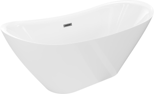 Mexen Lotos baignoire autoportante 150 x 75 cm, blanche, trop-plein gris canon brossé - 52051507700-66