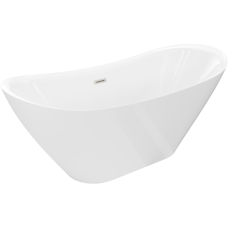 Mexen Lotos baignoire autoportante 150 x 75 cm, blanche, trop-plein en nickel brossé - 52051507700-97
