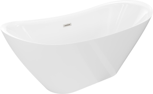 Mexen Lotos baignoire autoportante 150 x 75 cm, blanche, trop-plein en nickel brossé - 52051507700-97