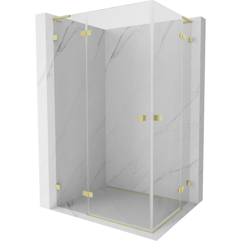 Mexen Lunar L Duo cabine de douche avec porte battante gauche 110 x 90 cm, transparent, or brossé - 834L-110L-090P-55-00