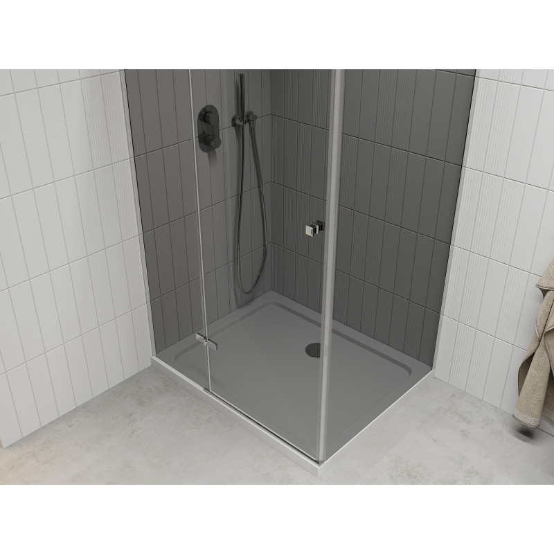 Mexen Roma cabine de douche pivotante 110 x 70 cm, graphite, chromé + receveur plat, blanc - 854-110-070-01-40-4010