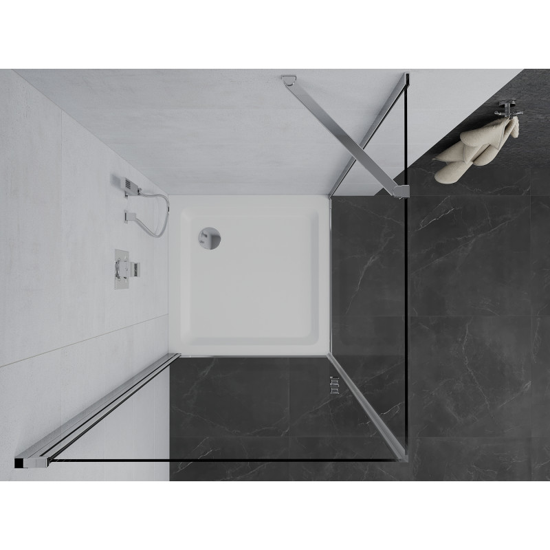 Mexen Pretoria cabine de douche pivotante 80 x 80 cm, transparent, chrome + receveur plat - 852-080-080-01-00-4010