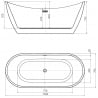 Baignoire autoportante Mexen Lotos 150 x 75 cm, blanche/noire, trop-plein doré - 52051507775-50