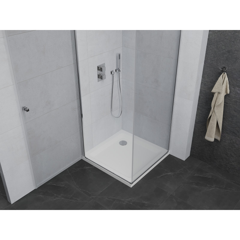 Mexen Pretoria cabine de douche pivotante 80 x 80 cm, transparent, chrome + receveur plat - 852-080-080-01-00-4010