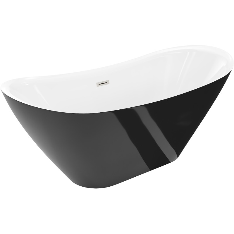 Mexen Lotos baignoire autoportante 150 x 75 cm, blanche/noire, trop-plein en nickel brossé - 52051507775-97
