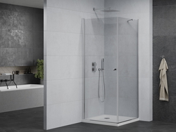 Mexen Pretoria cabine de douche pivotante 90 x 90 cm, transparent, chrome + receveur Plat - 852-090-090-01-00-4010