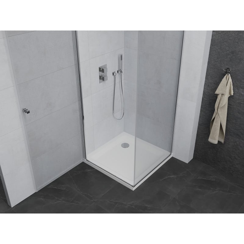 Mexen Pretoria cabine de douche pivotante 100 x 100 cm, transparente, chromée + receveur plat - 852-100-100-01-00-4010