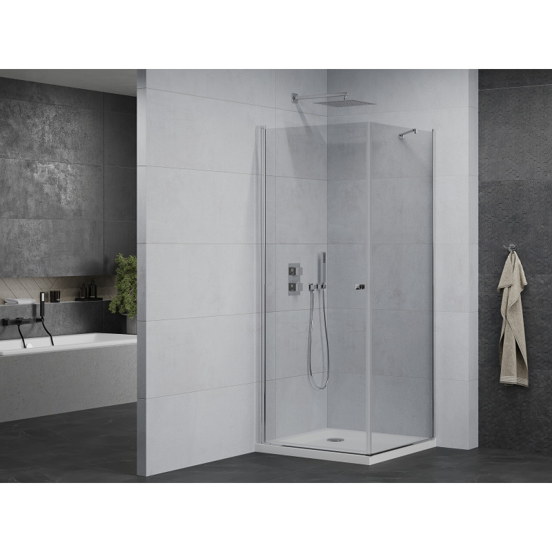 Mexen Pretoria cabine de douche pivotante 100 x 100 cm, transparente, chromée + receveur plat - 852-100-100-01-00-4010