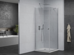 Mexen Pretoria cabine de douche pivotante 100 x 100 cm, transparente, chromée + receveur plat - 852-100-100-01-00-4010