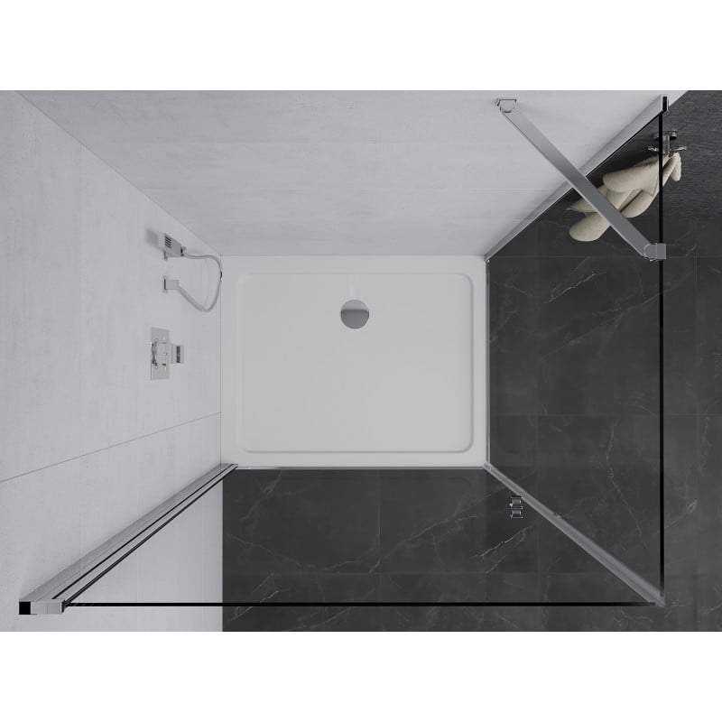 Mexen Pretoria cabine de douche pivotante 70 x 80 cm, transparent, chromé + receveur Flat - 852-070-080-01-00-4010