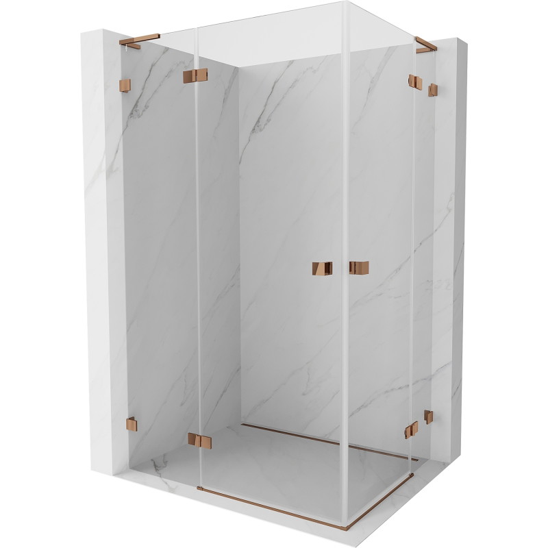 Mexen Lunar L Duo cabine de douche pivotante gauche 85 x 70 cm, transparent, or rose - 834L-085L-070P-60-00