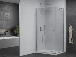 Mexen Pretoria cabine de douche battante 80 x 70 cm, transparente, chrom + receveur Flat - 852-080-070-01-00-4010
