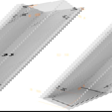 Mexen Lunar L Duo cabine de douche à battant 85 x 85 cm, transparent, or rose - 834L-085L-085P-60-00