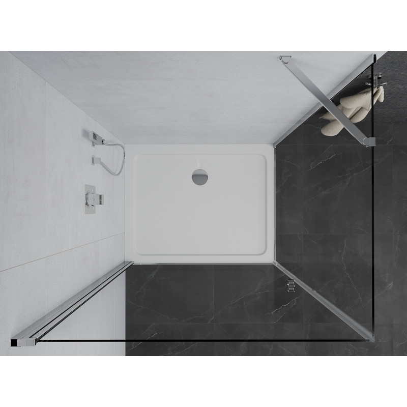 Mexen Pretoria cabine de douche pivotante 80 x 90 cm, transparent, chromé + bac à douche plat - 852-080-090-01-00-4010