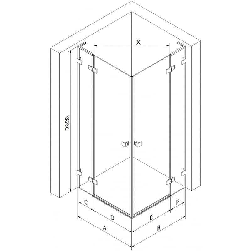 Mexen Lunar L Duo cabine de douche pivotante gauche 90 x 85 cm, transparent, or rose - 834L-090L-085P-60-00