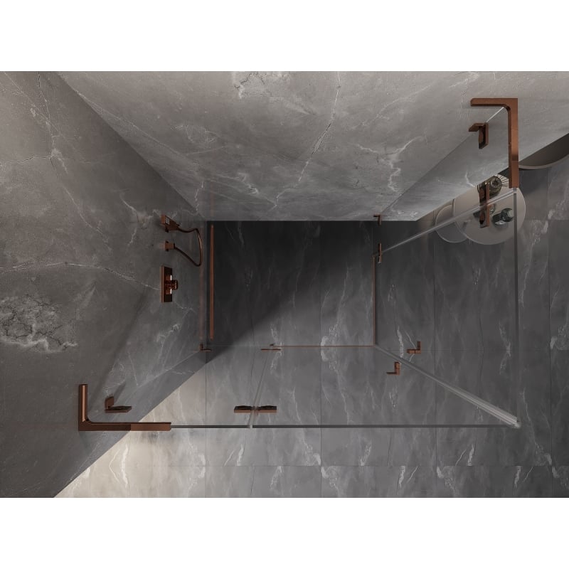 Mexen Lunar L Duo cabine de douche pivotante gauche 90 x 85 cm, transparent, or rose - 834L-090L-085P-60-00