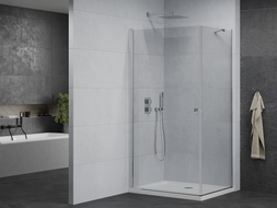 Mexen Pretoria cabine de douche pivotante 90 x 70 cm, transparente, chromée + receveur Flat - 852-090-070-01-00-4010