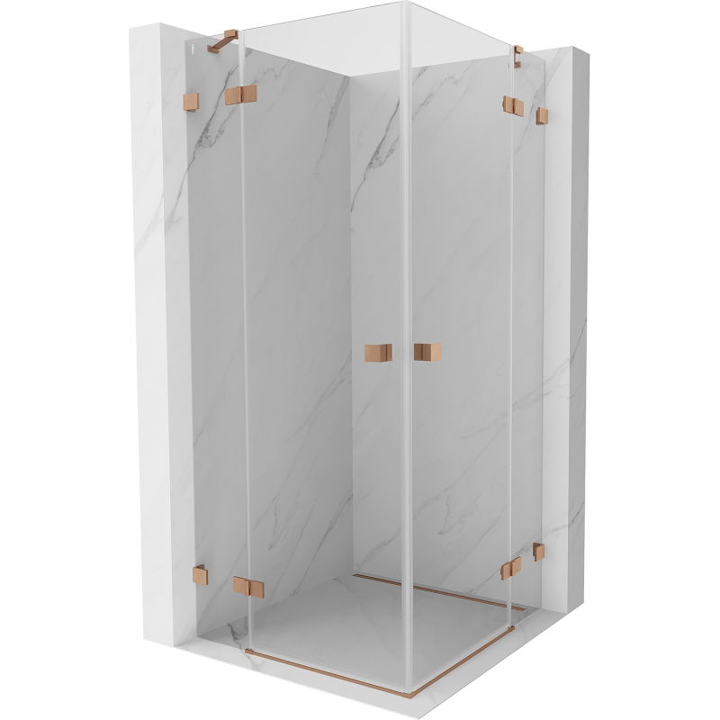 Mexen Lunar Duo cabine de douche pivotante 100 x 100 cm, transparent, cuivre brossé - 834-100L-100P-65-00