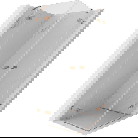 Mexen Lunar Duo cabine de douche pivotante 100 x 100 cm, transparent, cuivre brossé - 834-100L-100P-65-00