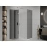 Mexen Roma cabine de douche pivotante 120 x 80 cm, graphite, chrome + receveur Flat, blanc - 854-120-080-01-40-4010