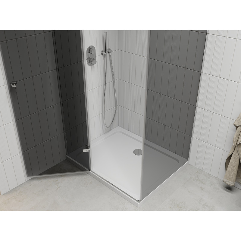 Mexen Roma cabine de douche pivotante 120 x 80 cm, graphite, chrome + receveur plat, blanc - 854-120-080-01-40-4010